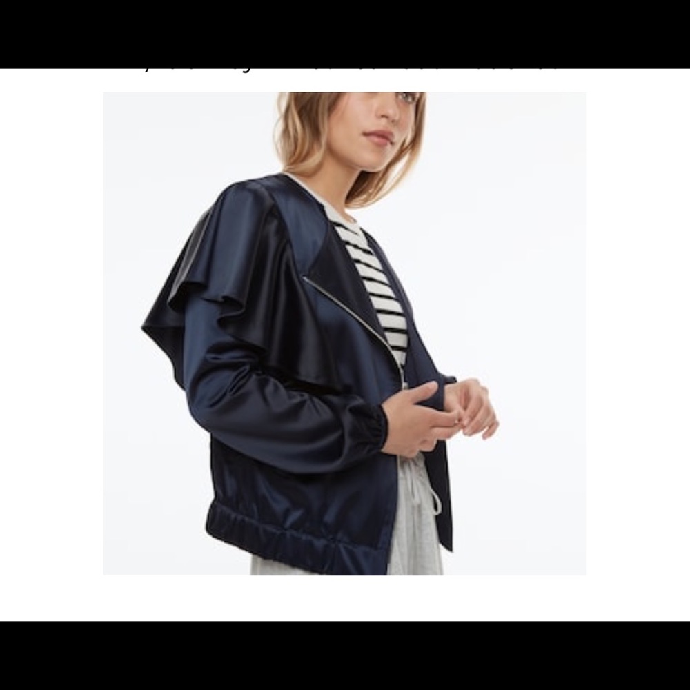 β¬οΈK/lab asymmetrical Ruffle satin jacket sz M NWT - Picture 3 of 4